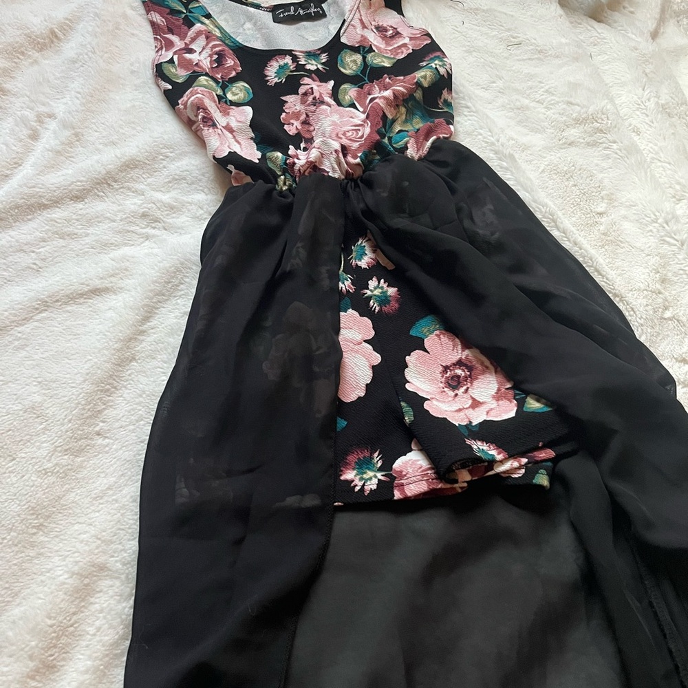French Atmosphere Floral Black Romper Small